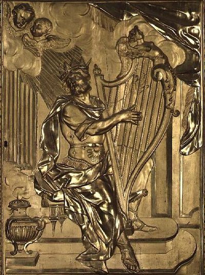 David Playing the Harp (detail) by French School